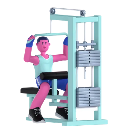 Man Doing Lat pulldown machine  3D Illustration