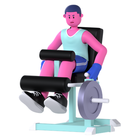 Man Doing Leg Curl Machine  3D Illustration