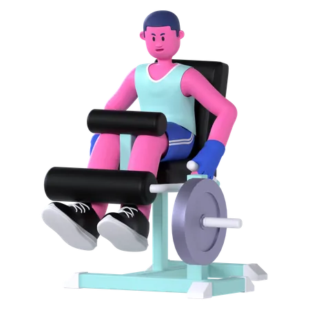 Man Doing Leg Curl Machine  3D Illustration