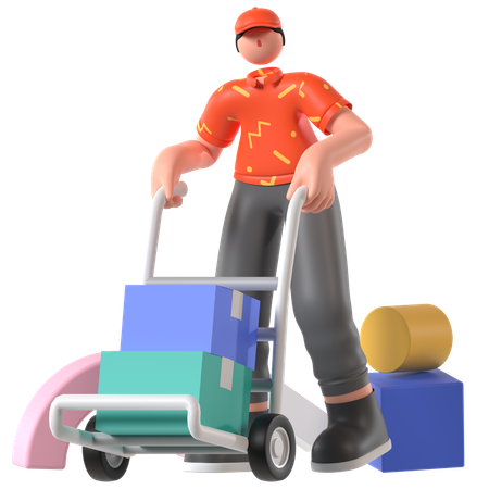 Man doing Logistic Delivery  3D Illustration