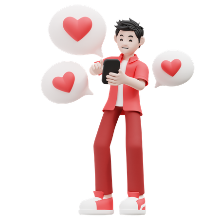 Man Doing Love Chat  3D Illustration