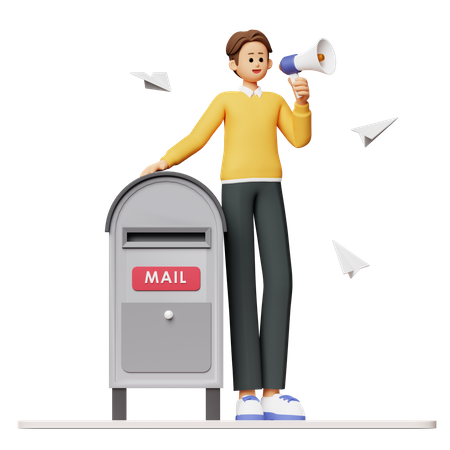 Man Doing Mail Marketing 3D Icon