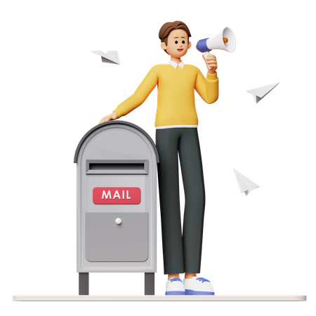 Man Doing Mail Marketing  3D Illustration