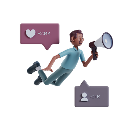 Man doing marketing campaign  3D Icon