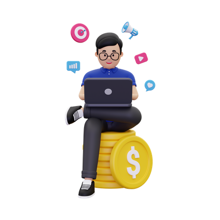 Man Doing Marketing Promotion  3D Icon