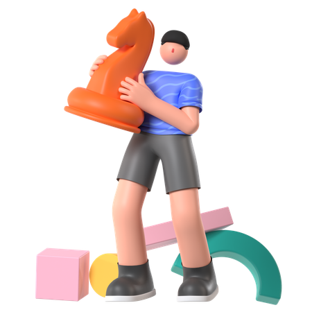 Man Doing Marketing Strategy  3D Icon