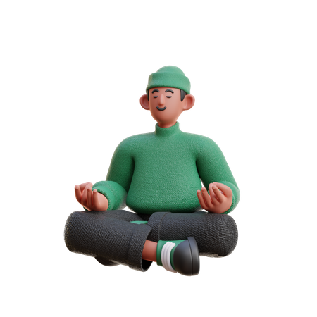 Man doing meditating  3D Icon