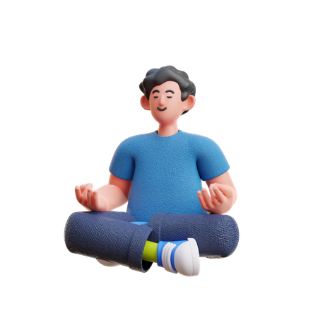 Man doing meditating  3D Illustration