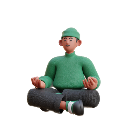 Man doing meditating 3D Illustration