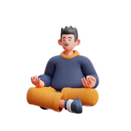 Man doing meditating  3D Illustration