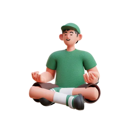 Man doing meditating 3D Illustration