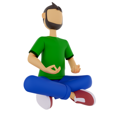 Man doing meditating  3D Illustration