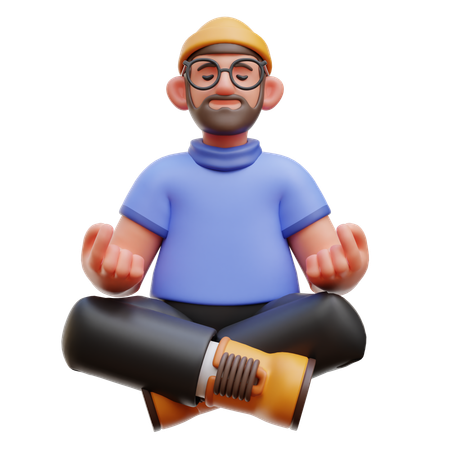 Man Doing Meditation  3D Illustration