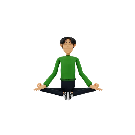 Man Doing Meditation  3D Illustration