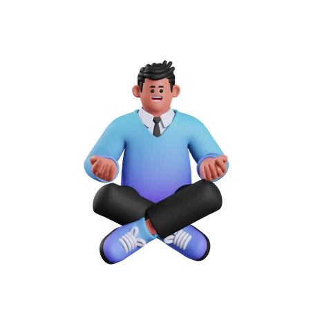 Man Doing Meditation  3D Illustration