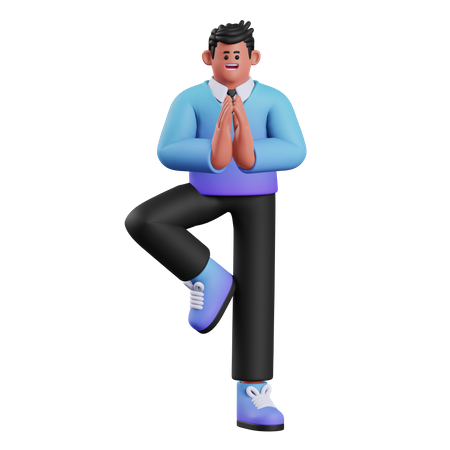 Man Doing Meditation  3D Illustration