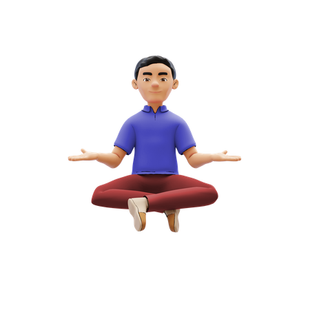 Man doing meditation 3D Illustration