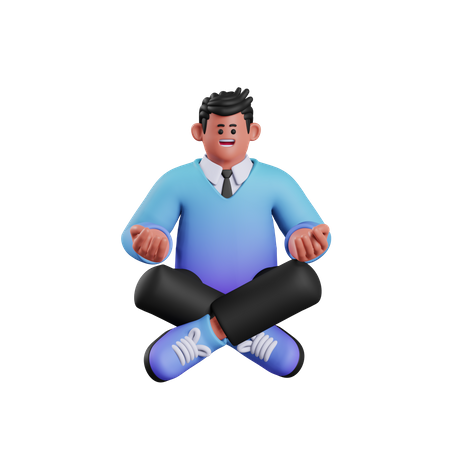 Man Doing Meditation 3D Illustration
