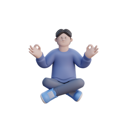 Man Doing Meditation 3D Illustration