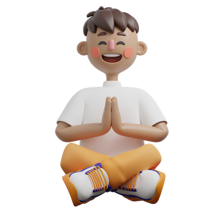 瞑想のポーズをとる男性  3D Illustration