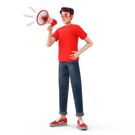 Man doing megaphone marketing  3D Illustration