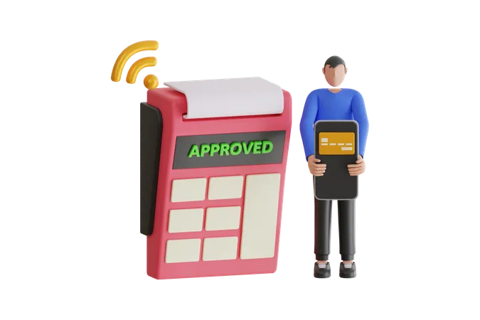 Mobile Payment 3 D Illustration People Paying Successfully And Safely Concept Of Payment Approved Or Payment Done 3D Icon