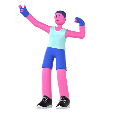 Man Doing Muscle pose  3D Illustration