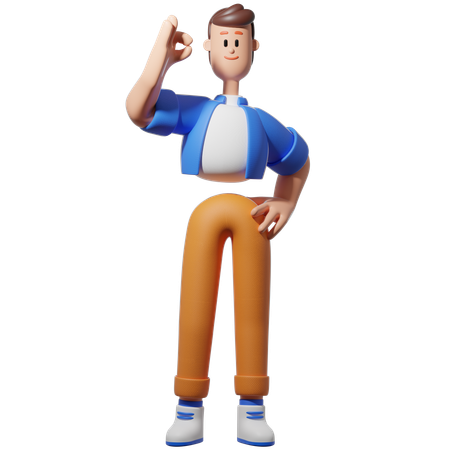 Man Doing Okay Pose  3D Illustration