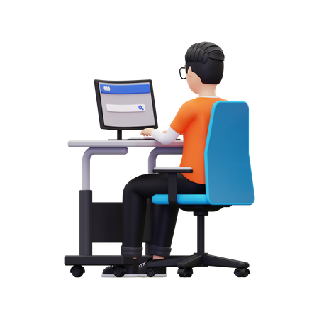 Man Doing online browsing  3D Icon