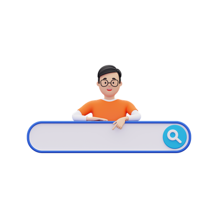 Man Doing online browsing  3D Icon