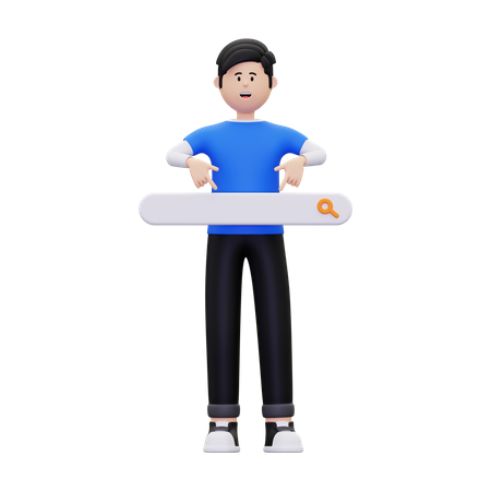 Man doing online browsing  3D Icon