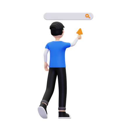 Man doing online browsing  3D Icon