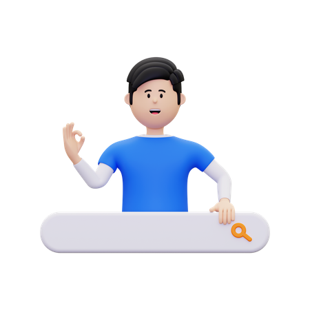 Man doing online browsing  3D Icon