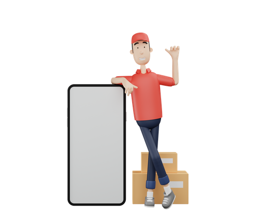 Man doing Online delivery  3D Illustration