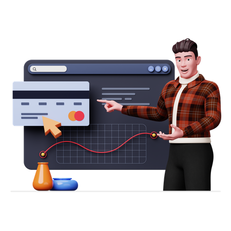 Man doing online payment 3D Illustration