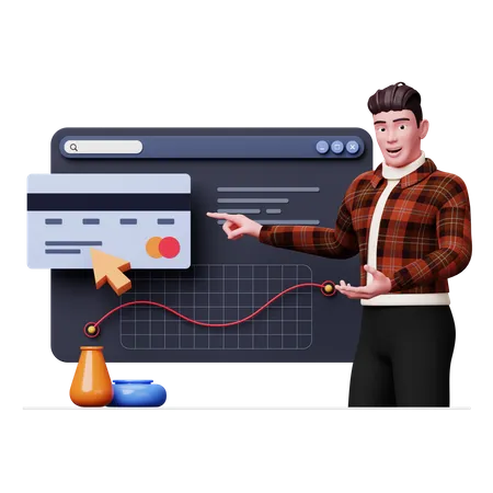 Man doing online payment 3D Illustration