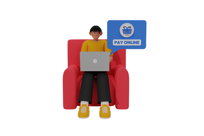 Man doing online payment for shopping  3D Illustration