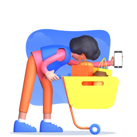 Man doing online shopping  3D Illustration