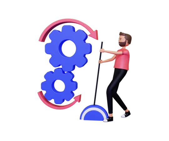 Man doing Optimization  3D Illustration