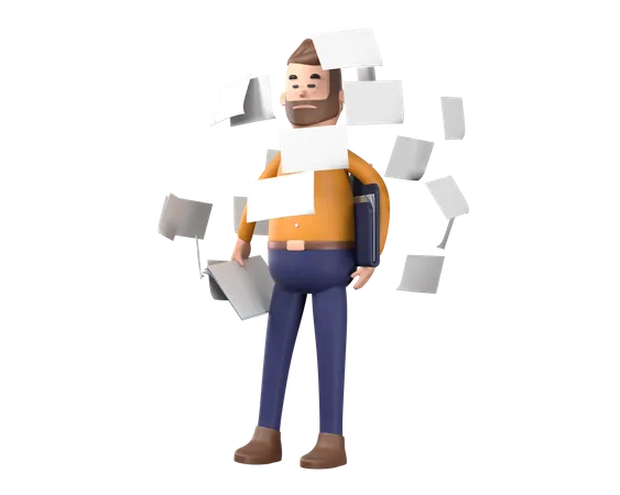 Man doing paperwork  3D Illustration
