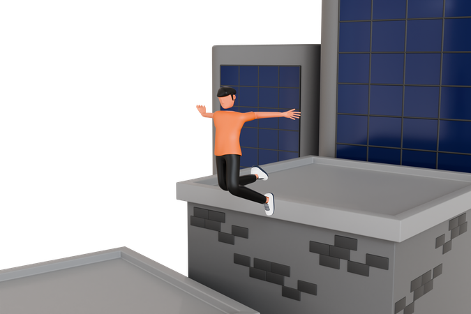 Man doing parkour activity  3D Icon
