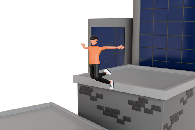 Man doing parkour activity  3D Illustration