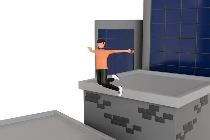 Man doing parkour activity  3D Illustration