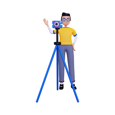 Man doing photoshoot  3D Illustration