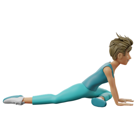 Man Doing Pigeon Pose  3D Illustration