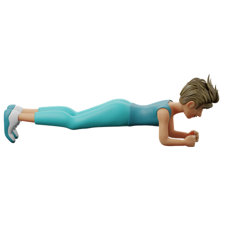 Man Doing Plank  3D Illustration