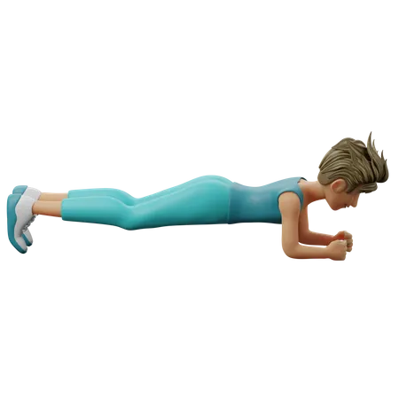 Man Doing Plank  3D Illustration