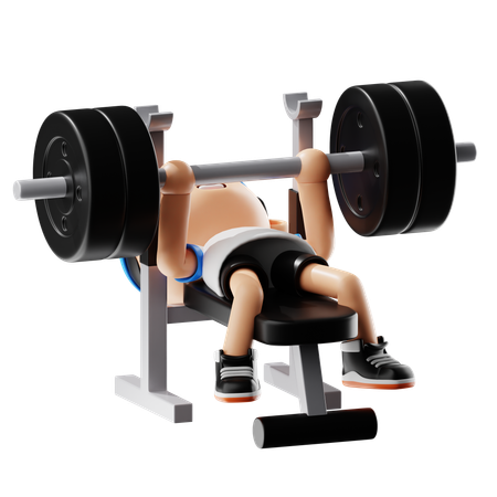 Man Doing Power Lifting Bench Press  3D Illustration