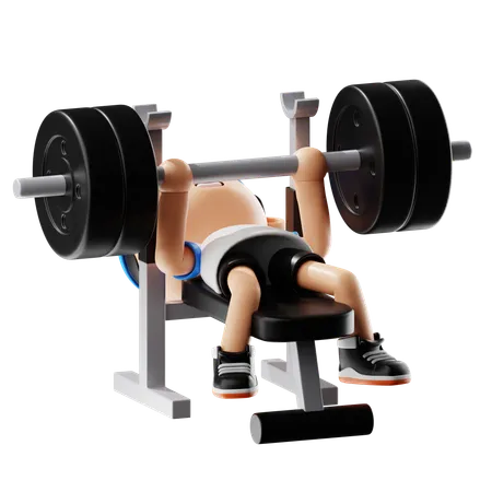 Man Doing Power Lifting Bench Press  3D Illustration