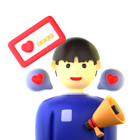 Man Doing Promotion With Megaphone  3D Icon